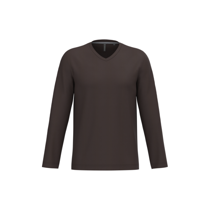 T-shirt homme manches longues encolure V Kariban