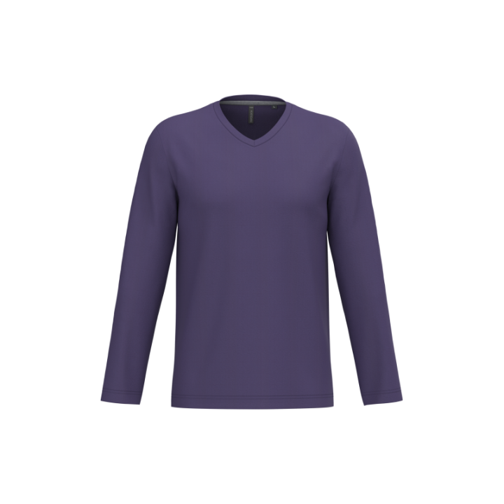 T-shirt homme manches longues encolure V Kariban