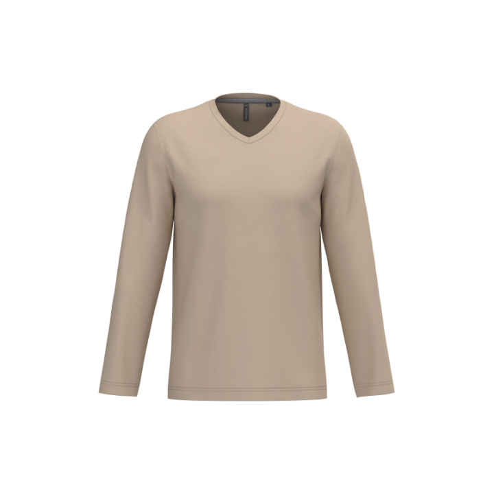 T-shirt homme manches longues encolure V Kariban