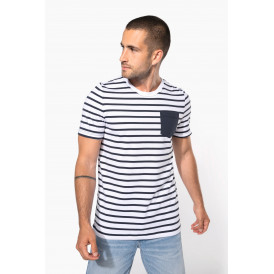 T-shirt rayé marin avec poche manches courtes