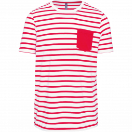 T-shirt rayé marin avec poche manches courtes