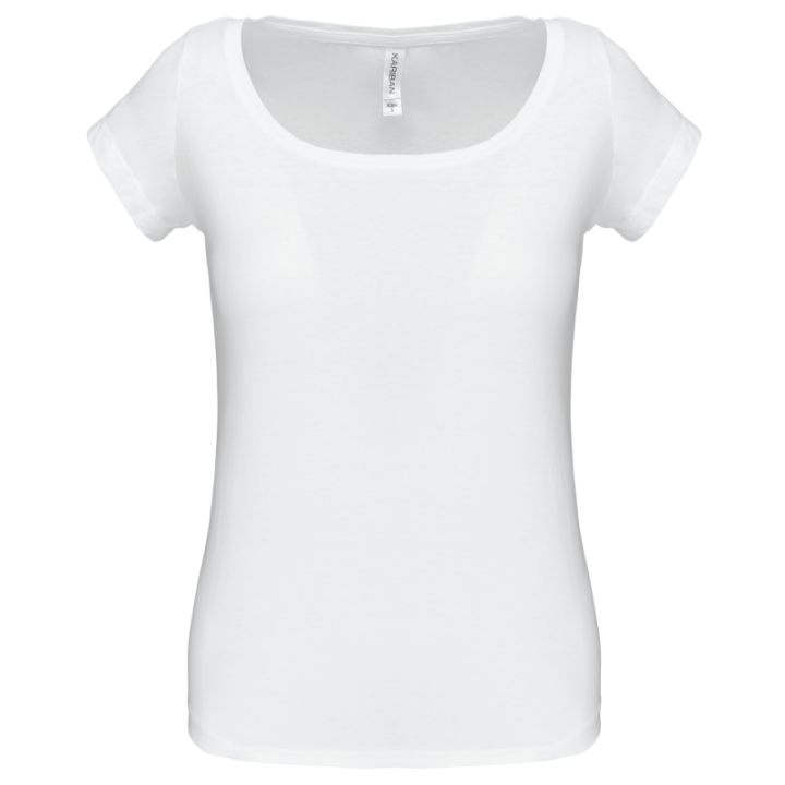 T-shirt col bateau manches courtes femme
