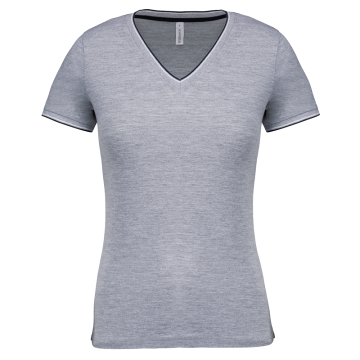 T-shirt maille piquée col V femme