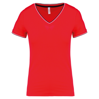 T-shirt maille piquée col V femme