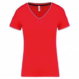 T-shirt maille piquée col V femme