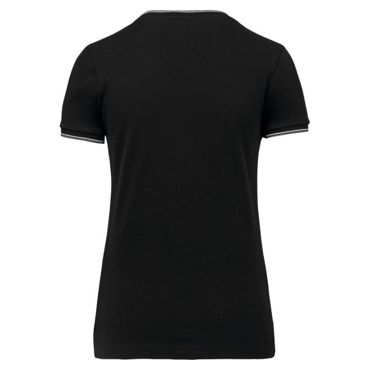 T-shirt maille piquée col V femme