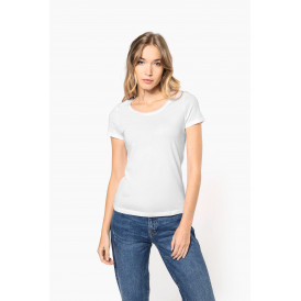 T-shirt bio col à bords francs manches courtes femme