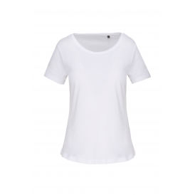 T-shirt bio col à bords francs manches courtes femme (2)