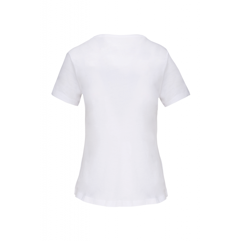 T-shirt bio col à bords francs manches courtes femme
