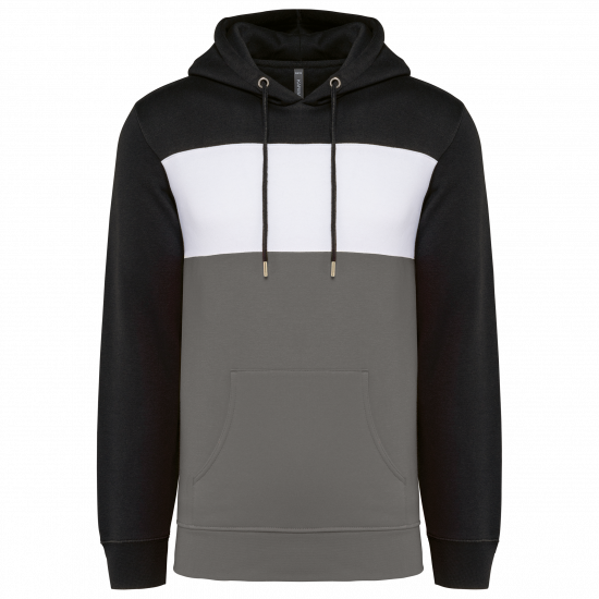 Sweat-shirt tricolore à capuche unisexe