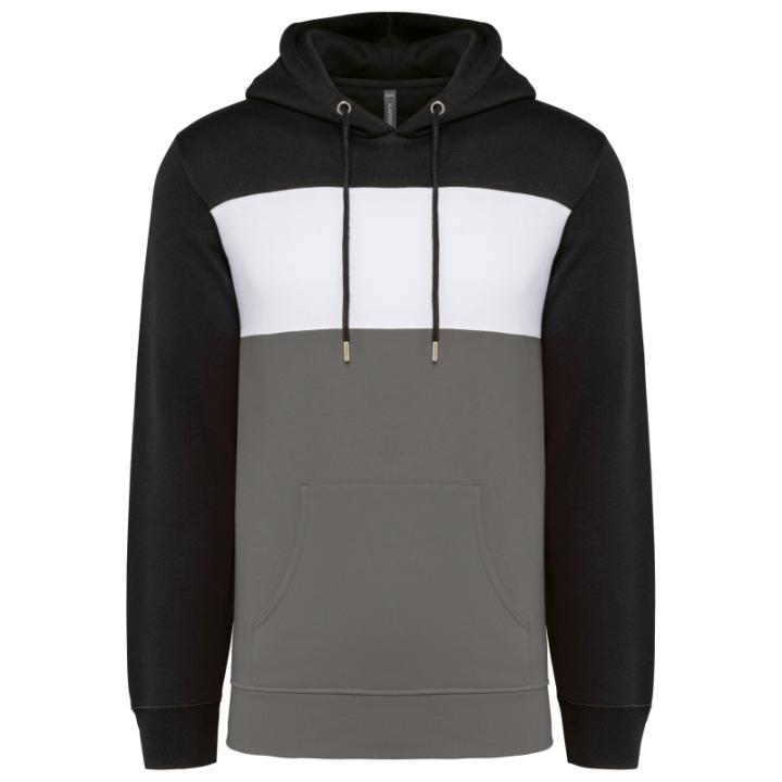 Sweat-shirt tricolore à capuche unisexe