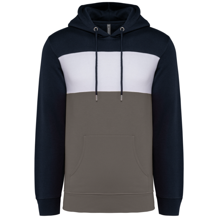 Sweat-shirt tricolore à capuche unisexe