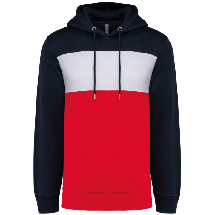 Sweat-shirt tricolore à capuche unisexe