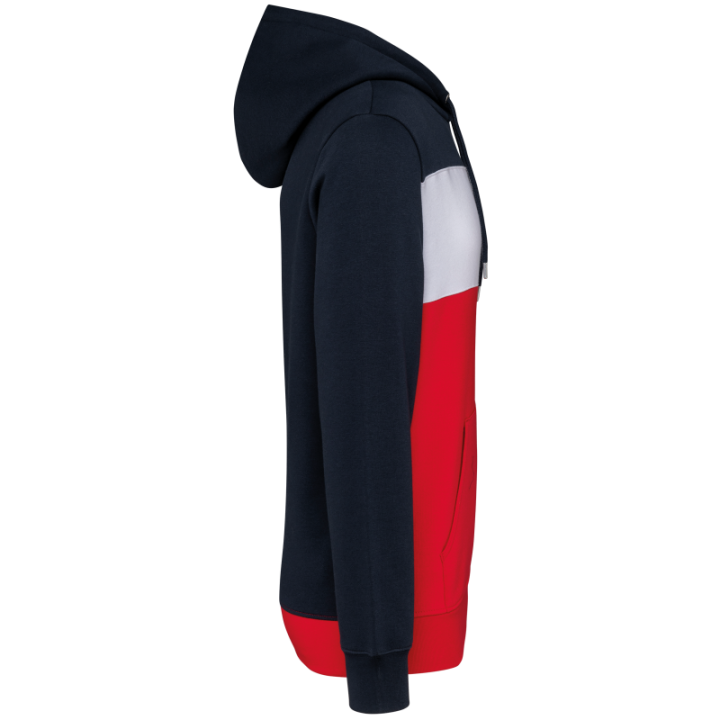 Sweat-shirt tricolore à capuche unisexe