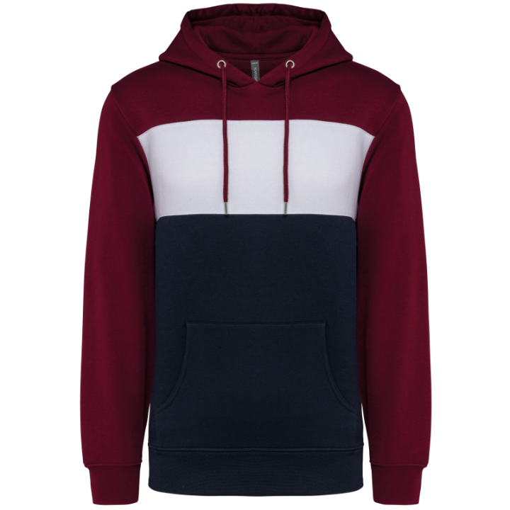 Sweat-shirt tricolore à capuche unisexe