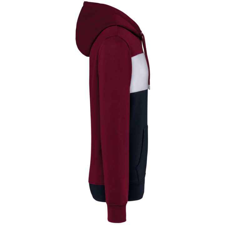 Sweat-shirt tricolore à capuche unisexe