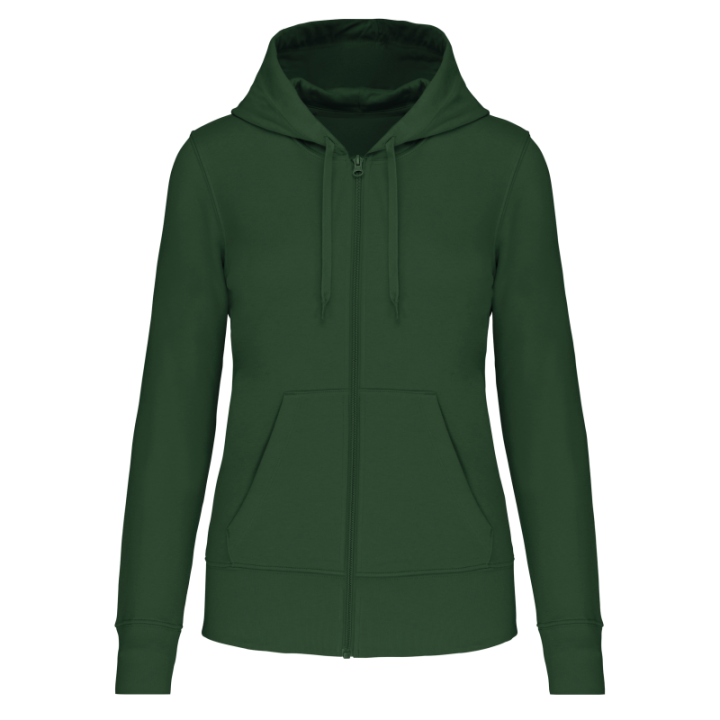 Sweat-shirt zippé à capuche femme tissu écoresponsable