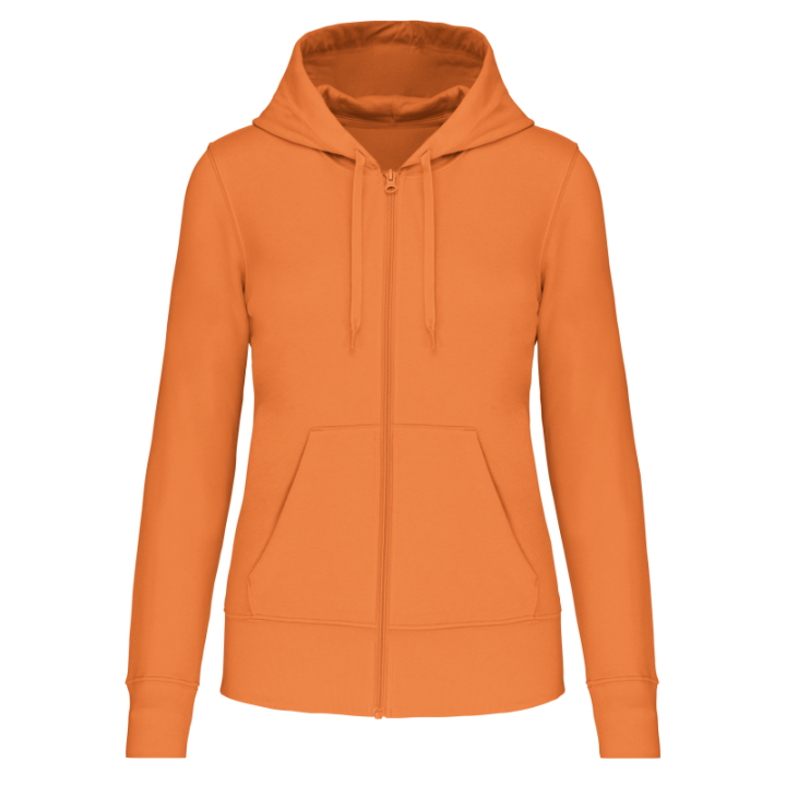 Sweat-shirt zippé à capuche femme tissu écoresponsable