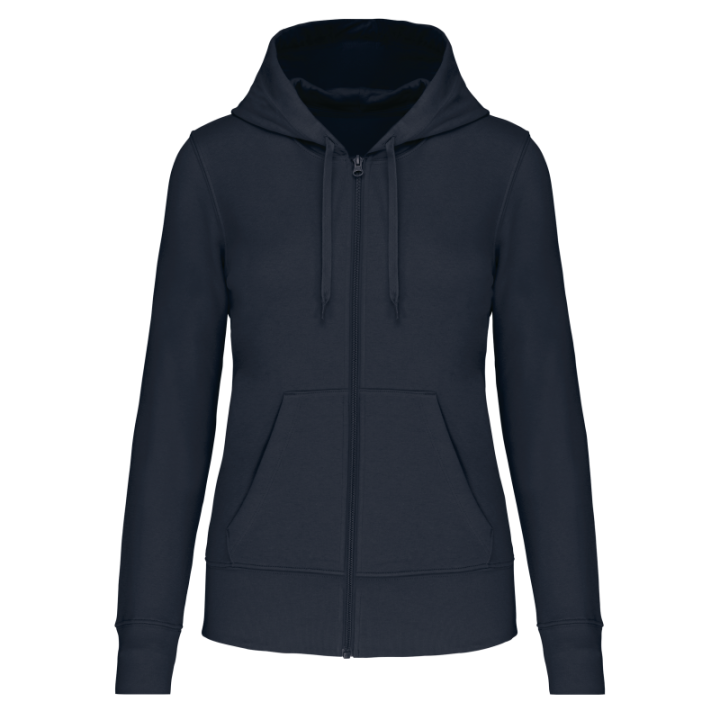Sweat-shirt zippé à capuche femme tissu écoresponsable