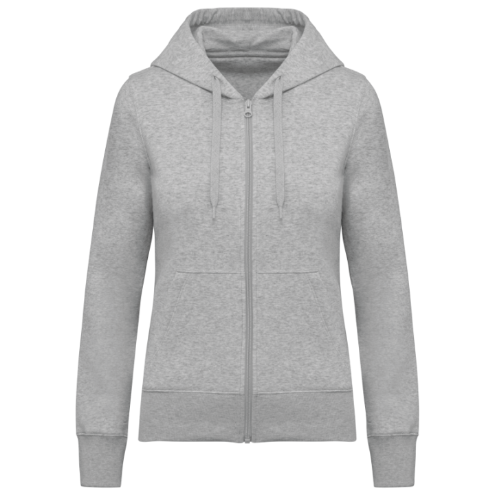 Sweat-shirt zippé à capuche femme tissu écoresponsable