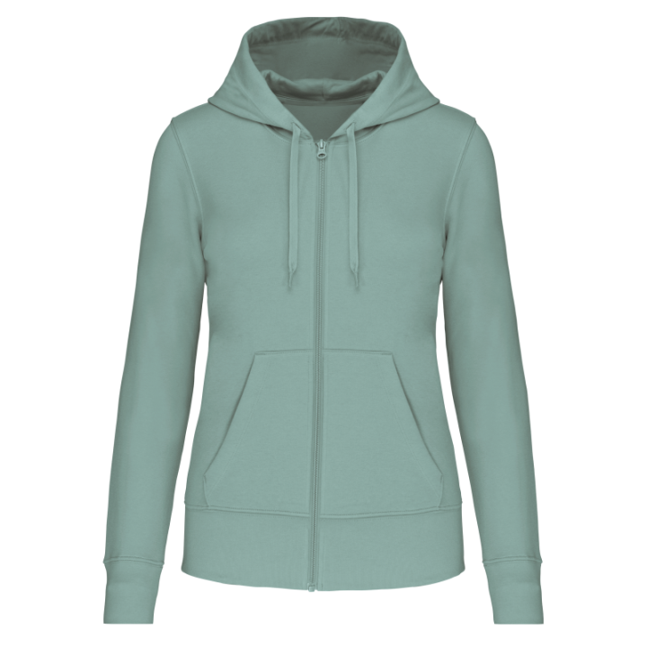 Sweat-shirt zippé à capuche femme tissu écoresponsable