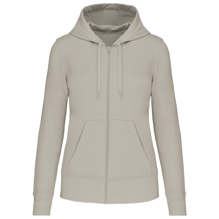 Sweat-shirt zippé à capuche femme tissu écoresponsable