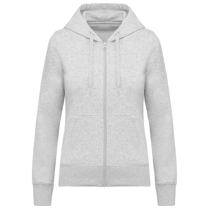Sweat-shirt zippé à capuche femme tissu écoresponsable