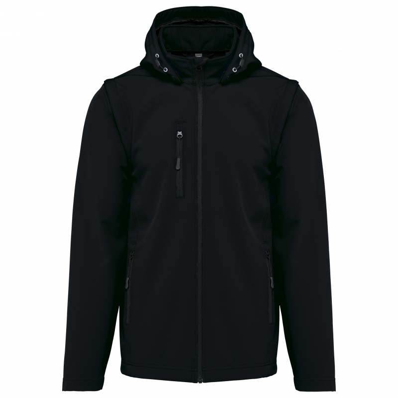 Veste softshell unisexe à capuche avec manches amovibles
