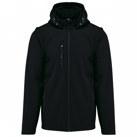 Veste softshell unisexe à capuche avec manches amovibles