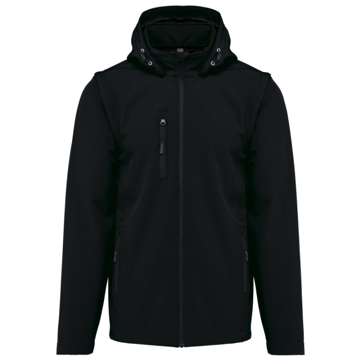 Veste softshell unisexe à capuche avec manches amovibles