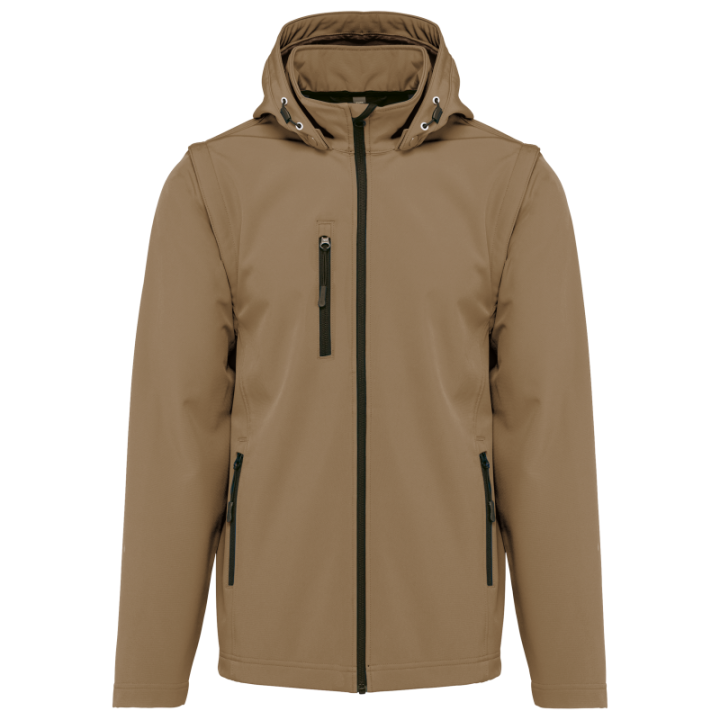 Veste softshell unisexe à capuche avec manches amovibles
