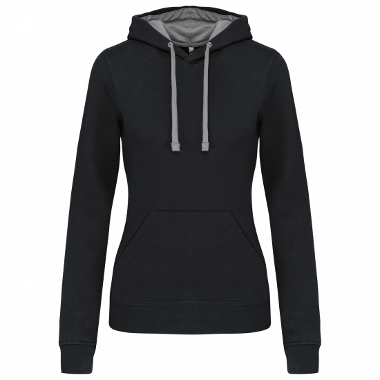 Sweat-shirt capuche contrastée femme