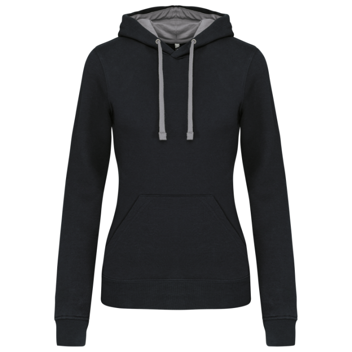Sweat-shirt capuche contrastée femme
