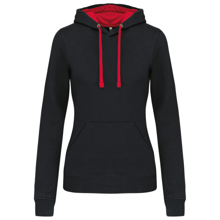 Sweat-shirt capuche contrastée femme