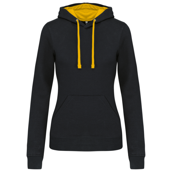 Sweat-shirt capuche contrastée femme