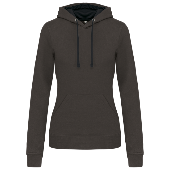 Sweat-shirt capuche contrastée femme