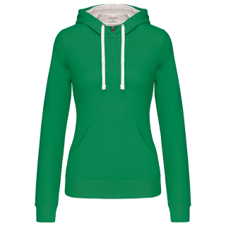 Sweat-shirt capuche contrastée femme