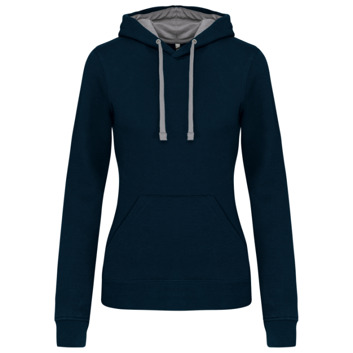 Sweat-shirt capuche contrastée femme