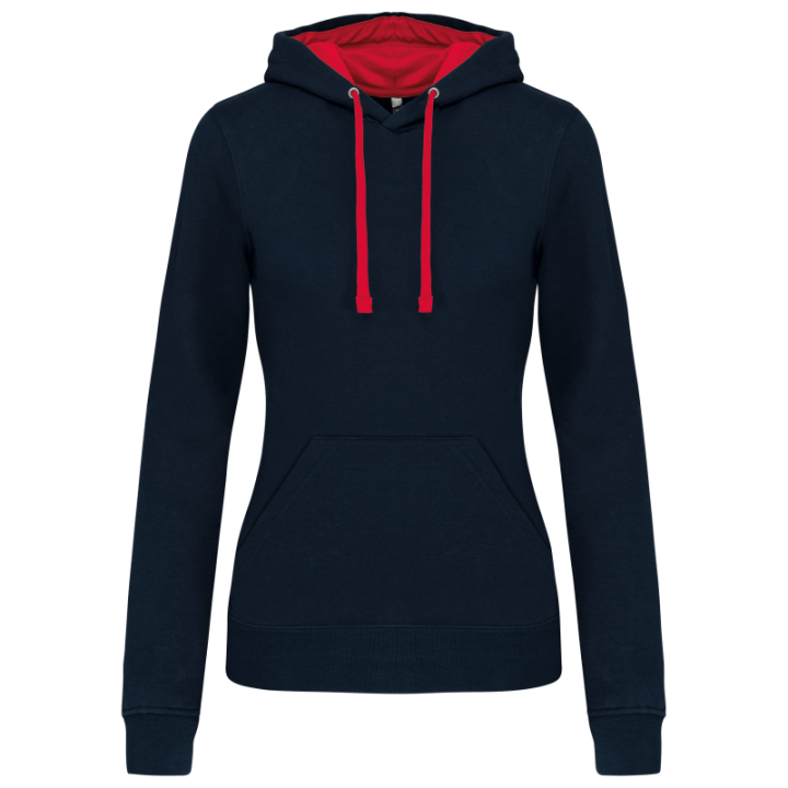 Sweat-shirt capuche contrastée femme