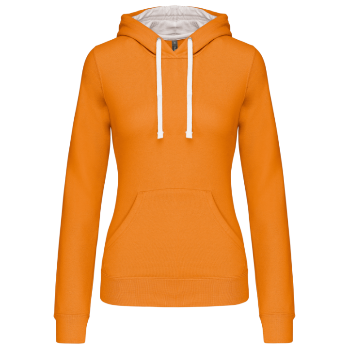 Sweat-shirt capuche contrastée femme