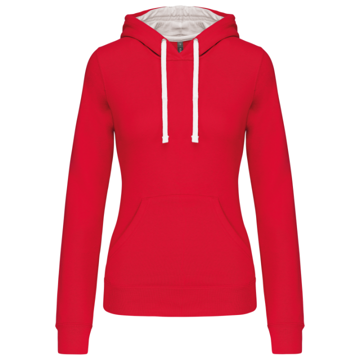 Sweat-shirt capuche contrastée femme