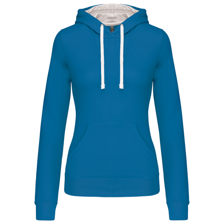 Sweat-shirt capuche contrastée femme