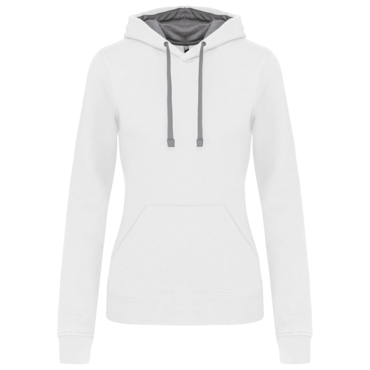 Sweat-shirt capuche contrastée femme