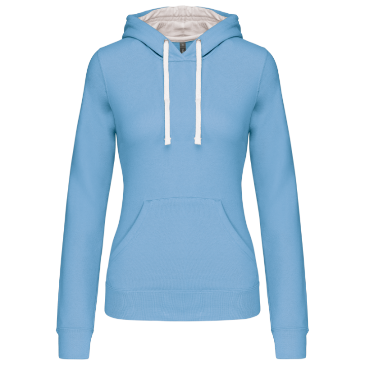 Sweat-shirt capuche contrastée femme