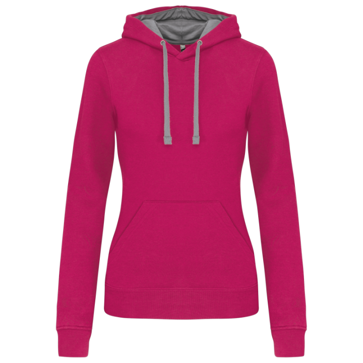 Sweat-shirt capuche contrastée femme