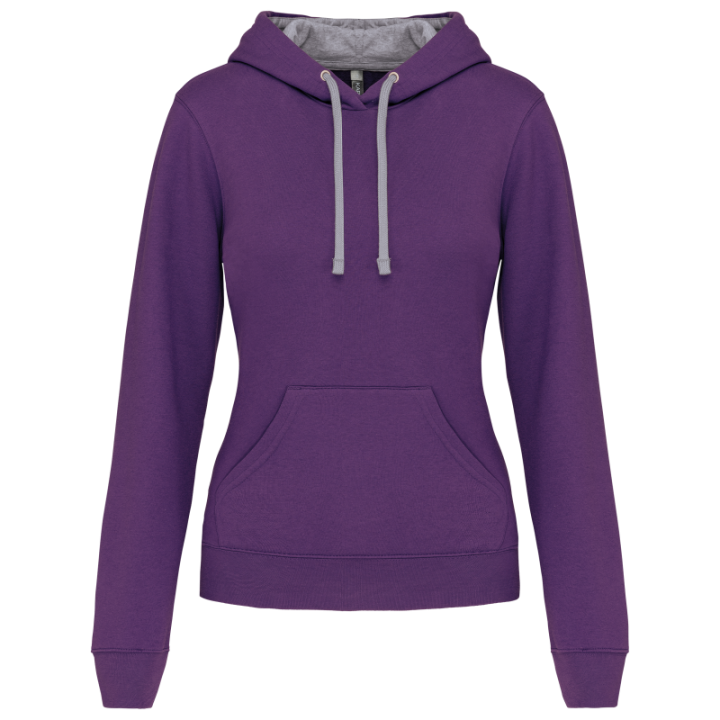 Sweat-shirt capuche contrastée femme