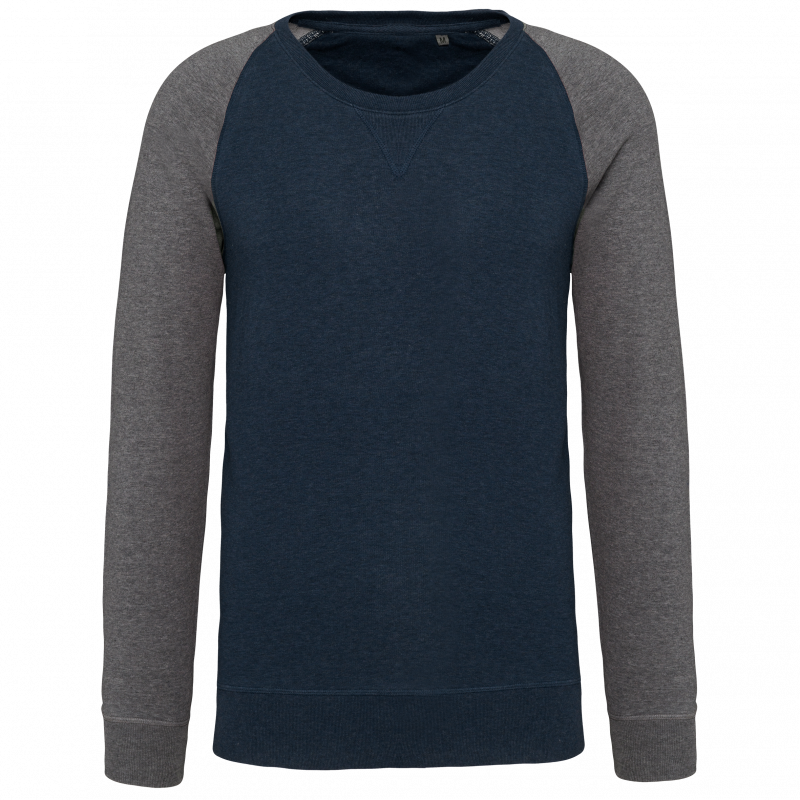 Sweat-shirt BIO bicolore col rond manches raglan homme