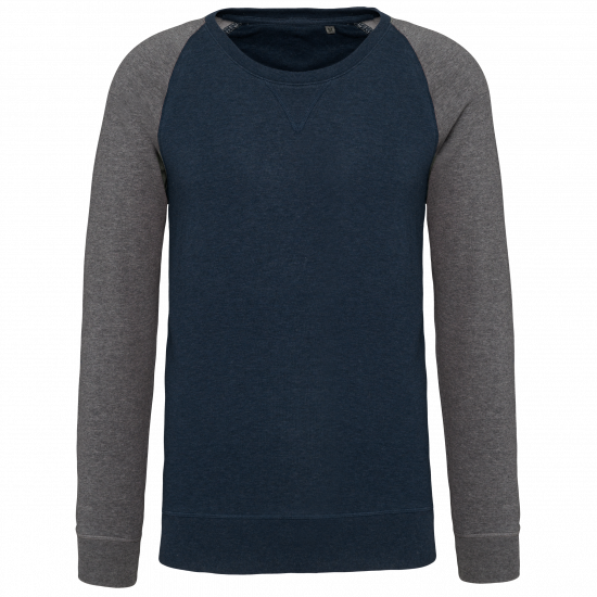 Sweat-shirt BIO bicolore col rond manches raglan homme