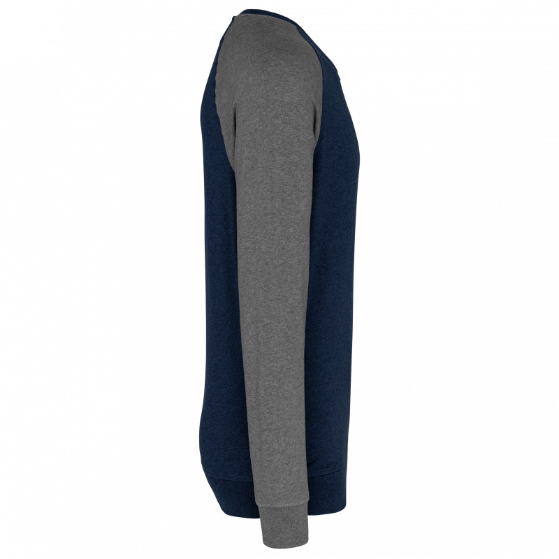 Sweat-shirt BIO bicolore col rond manches raglan homme