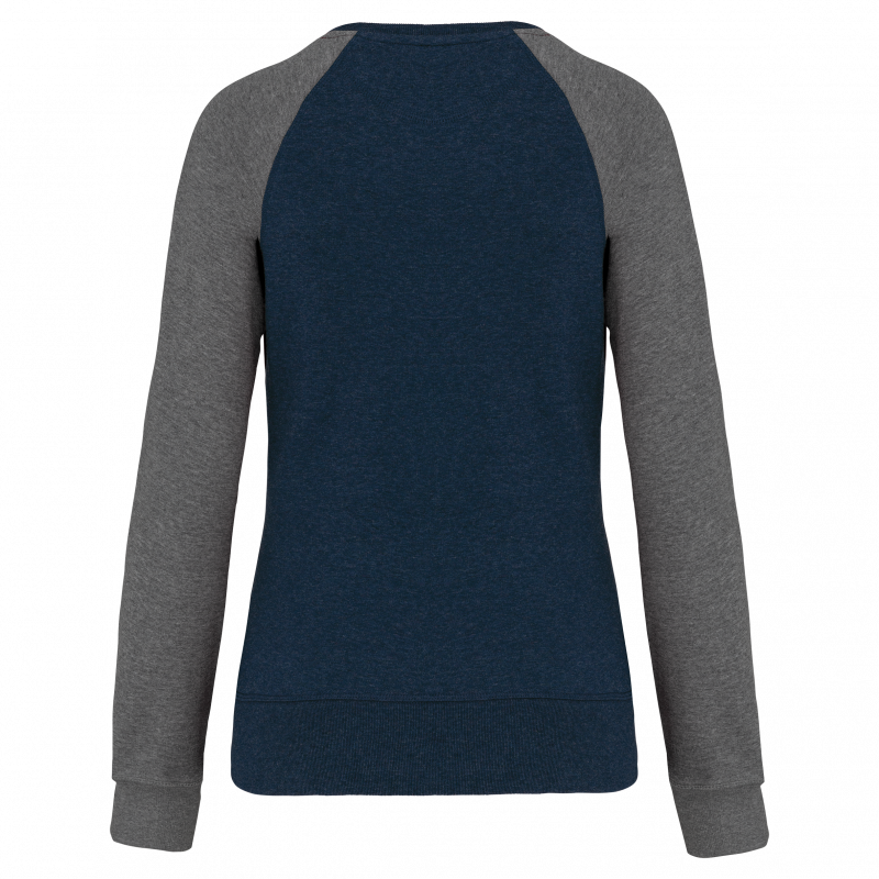 Sweat-shirt BIO bicolore col rond manches raglan femme Sweat-shirt BIO bicolore col rond manches raglan femme